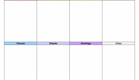 Planificador semanal editable / Plantilla de Excel / Calendario semanal