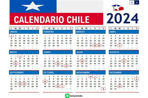 plantilla calendario 2024 chile