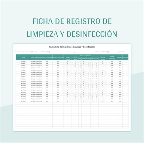 plantilla de control de limpieza