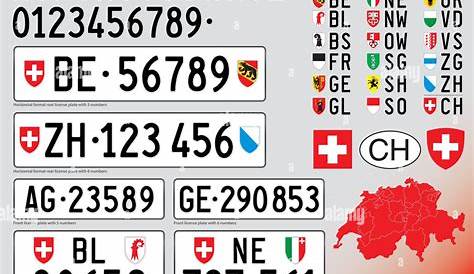 4X Stickers Plaques D'immatriculation Fond Bleu Suisse