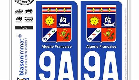 Plaque Immatriculation Algerie Francaise Autocollants 9F Avec Le Blason De L'ancien Département De