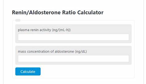 Plasma Renin Aldosterone Ratio Calculator ARR ( ) By Media Engineering Srl