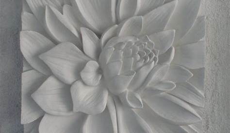 Chrysanyhemum 3D sculptural art on canvas. Plaster art, Ceramic wall