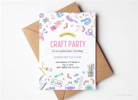 Plaster craft party invitations