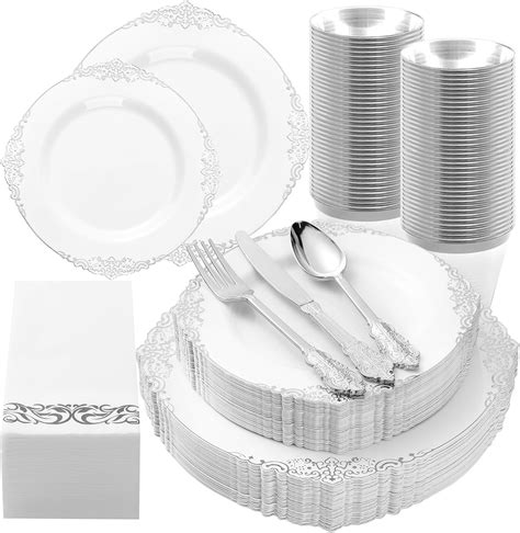 Plastic Dinner Plates With Silver Trim