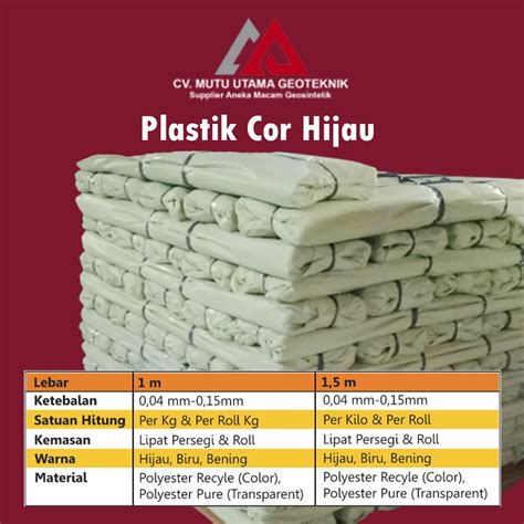 Jual PLASTIK COR BENING PE LEBAR 2 METER Meteran