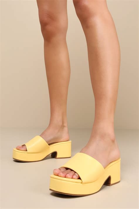 Platform Slide Sandals Yellow