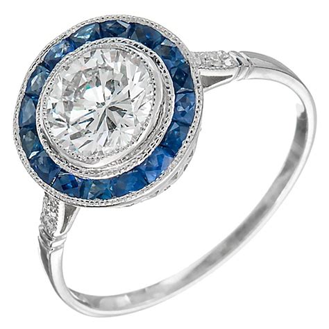 platinum diamond and sapphire engagement rings