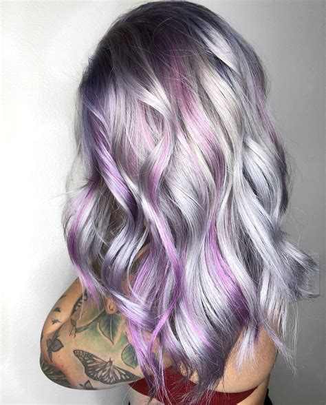 platinum hair with purple