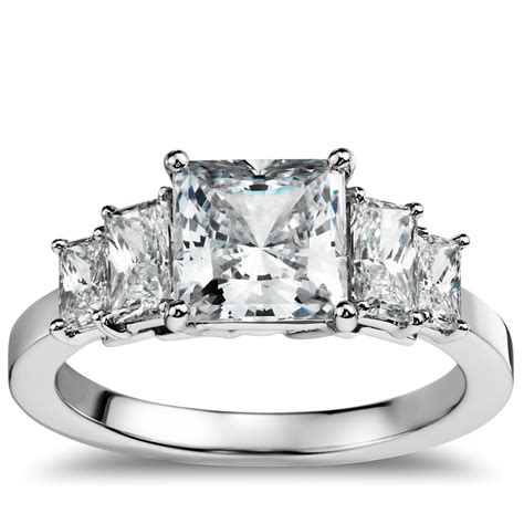 platinum square diamond engagement rings
