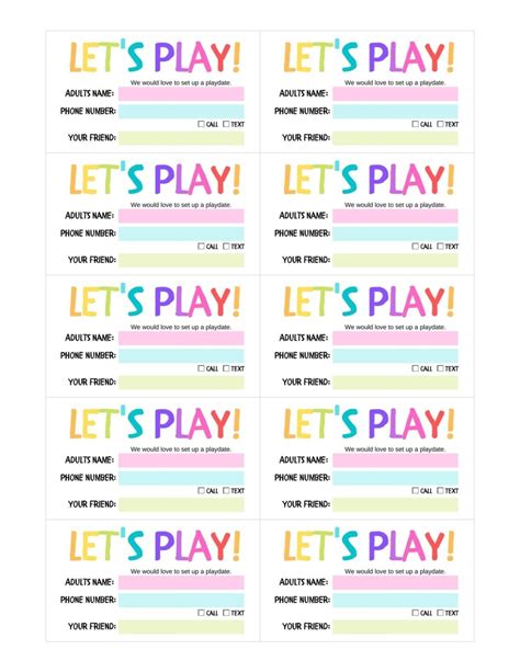 Printable Play Date Cards for Kids Inspiration Made Simple