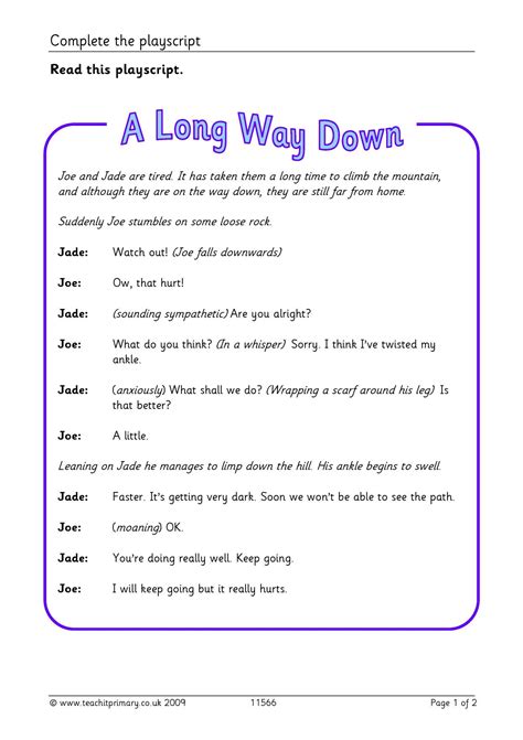 play script examples ks2