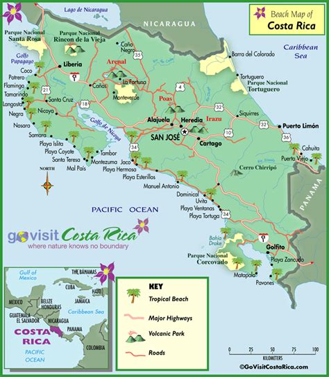 playas de costa rica mapa