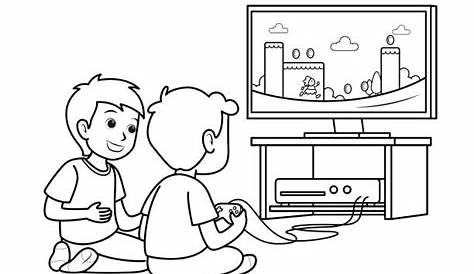Playing Video Games Clipart Black And White RoyaltyFree (RF) Clip Art Illustration Of A Cartoon