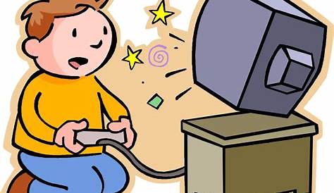 Playing Video Games Clipart Kids Cartoon Vector