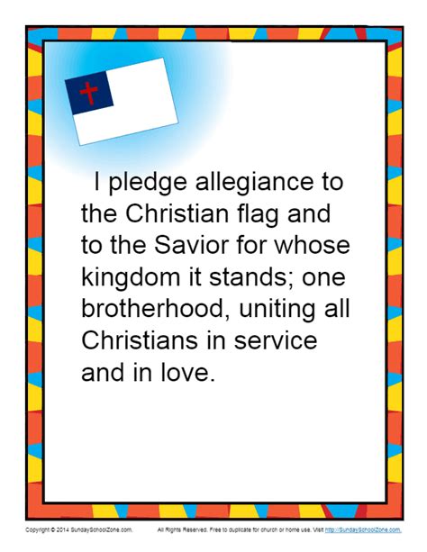 Pledge of Allegiance to the Christian Flag. Christian School Etsy