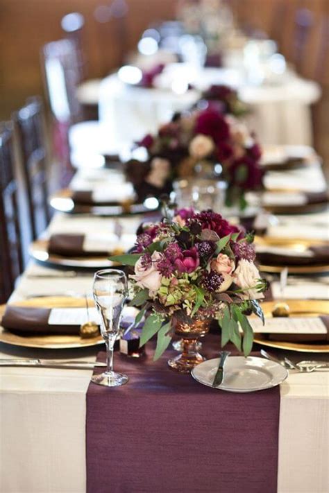 Plum Wedding Colors Fall Table Settings