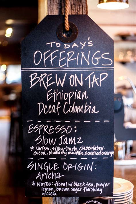 Plumb Line Coffee Menu