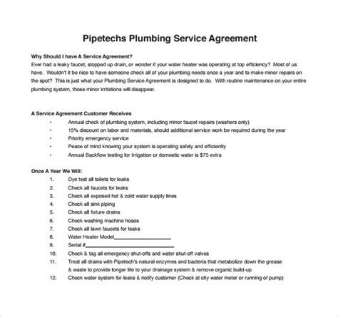 6+ Plumbing Contract Templates Free Word, PDF Format Download! Free