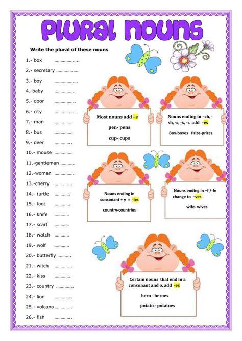 plural nouns exercises worksheets