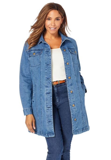 plus size long jean jacket