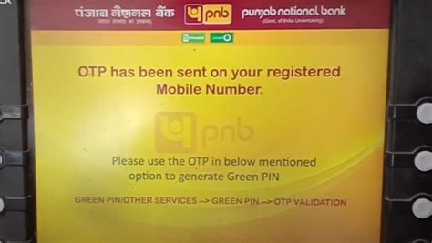 pnb atm pin generation by sms