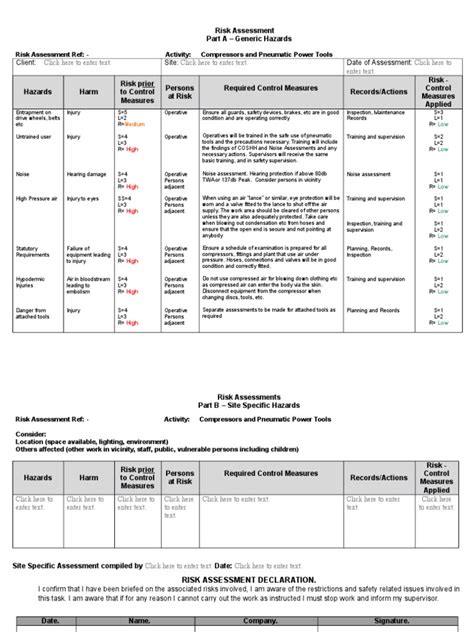 Pneumatic Tools Risk Assessment