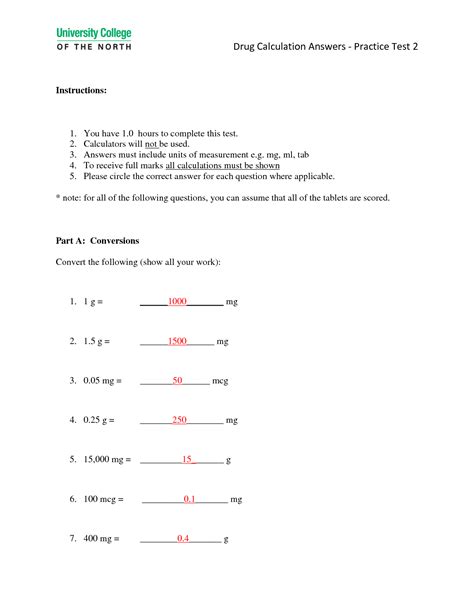 Po Dosage Calculation Practice Test Printable