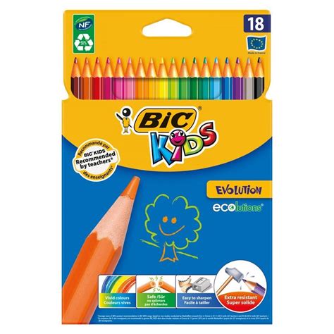 Pochette de 18 crayons de couleur BIC Kids Ecolution Chez scoleo