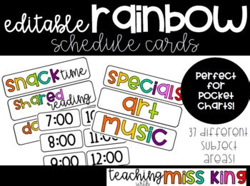 Pocket Chart Schedule Cards Printable Pdf