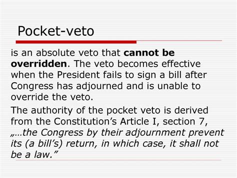 Pocket Veto Article