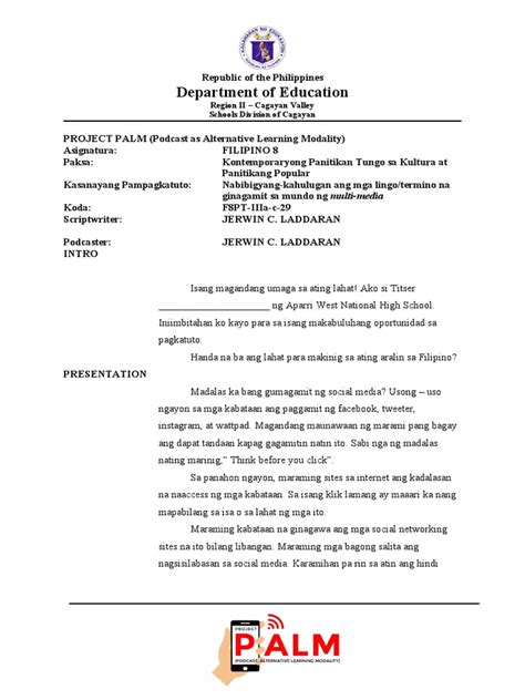 podcast script example tagalog