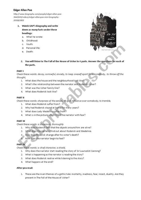 The Fall Of The House Of Usher Comprehension Questions House Poster
