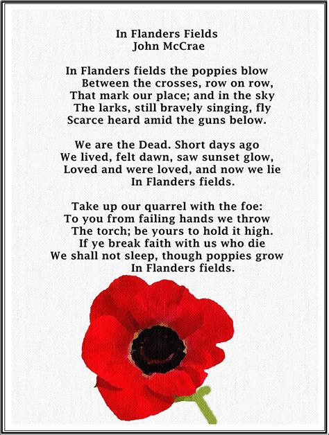 Printable Flanders Fields, Poem by John McCrae, Cadets Salute, Digital