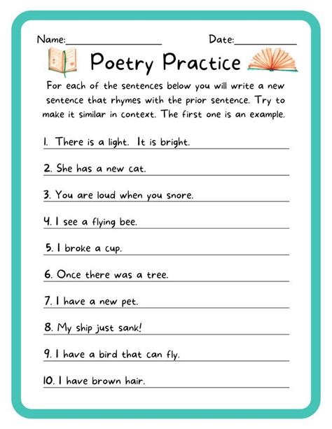 Poetry Lessons Printable