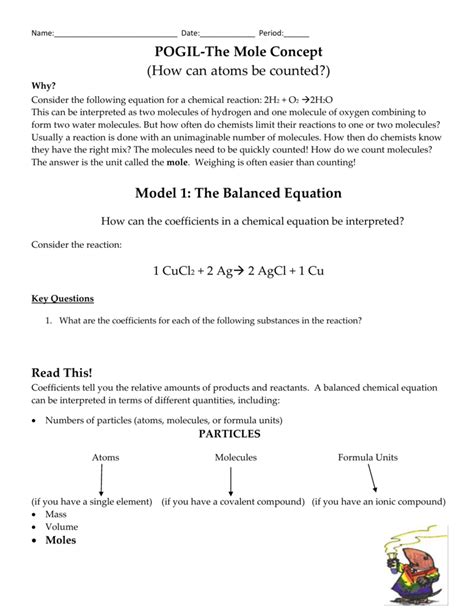 pogil the mole concept answer key