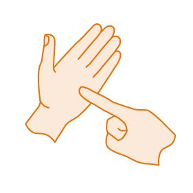 point at palm sign language