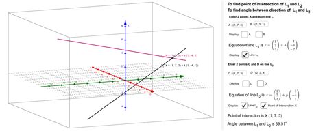 point of intersection of two lines in 3d calculator