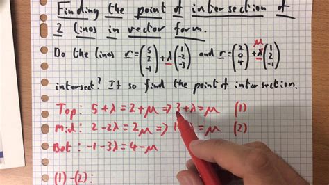 point of intersection of two lines in vector form