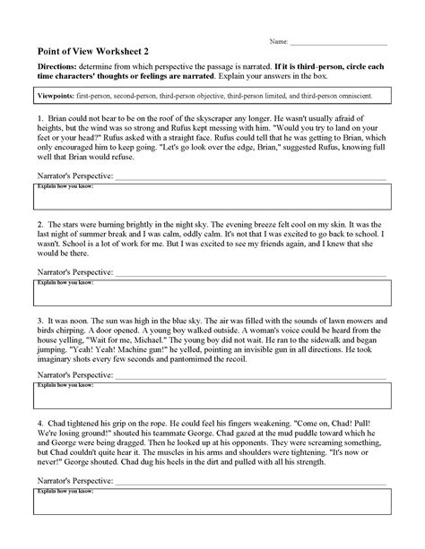 point of view worksheet 2