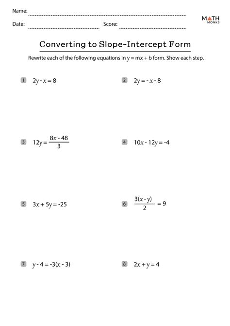 Point Slope Form Worksheet Answers