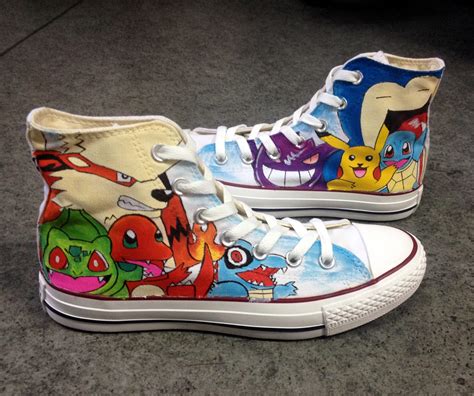 Squirtle Black Converse All Star Pokemon Hand Painted Shoes Fashion