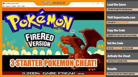 Get all 3 starter Pokemon cheat code for Pokemon fire red YouTube
