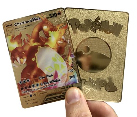 Gold Charizard Card Metal Custom Pokemon Card Base Set 4/102 Etsy