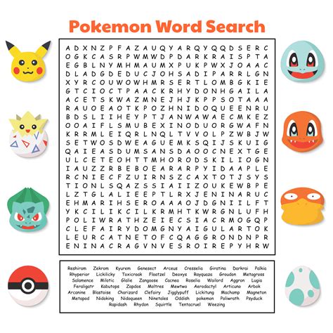 Pokemon Free Printable Word Search in 2020 Pokemon word search, Free