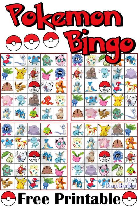 Pokemon Bingo Printable