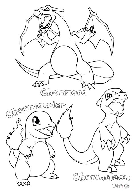 Pokemon Charmander Evolution Coloring Page