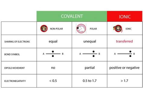 polar vs nonpolar vs ionic chart