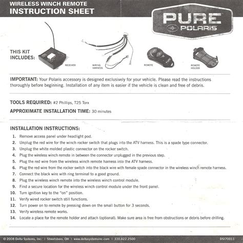 polaris wireless winch remote installation instructions