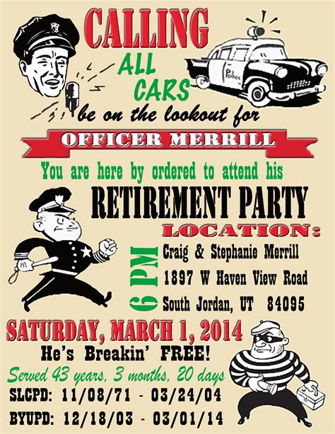 police retirement flyer template free